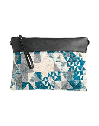 LAURA DI MAGGIO Borsa a mano Verde petrolio Pelle, Fibre tessili