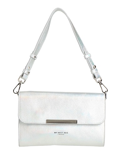 MY-BEST BAG Handbag Silver 100% Leather