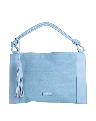 MY-BEST BAG Τσάντα χειρός Μπλε του ουρανού Δέρμα, Ίνες υφασμάτων
