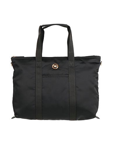 VERSACE Handbag Black 100% Polyamide, Calfskin