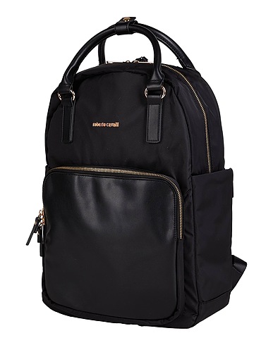 ROBERTO CAVALLI Backpacks Black Textile fibers, Leather