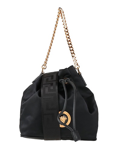 VERSACE Across-body bag Black 100% Polyamide, Calfskin