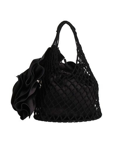 MAGDA BUTRYM Handtasche Schwarz 75% Baumwolle, 25% Viskose, Seide, Kalbsleder