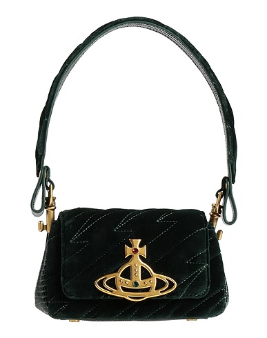VIVIENNE WESTWOOD Handbag Dark green Leather, Textile fibres