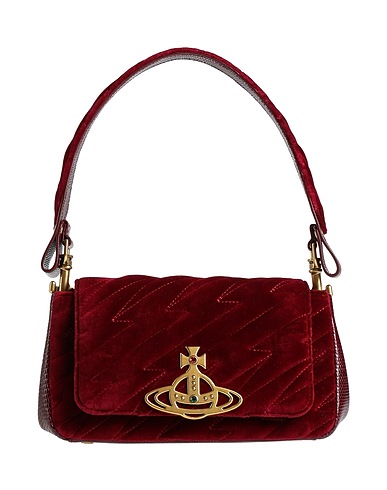 VIVIENNE WESTWOOD Handbag Burgundy Leather, Textile fibres