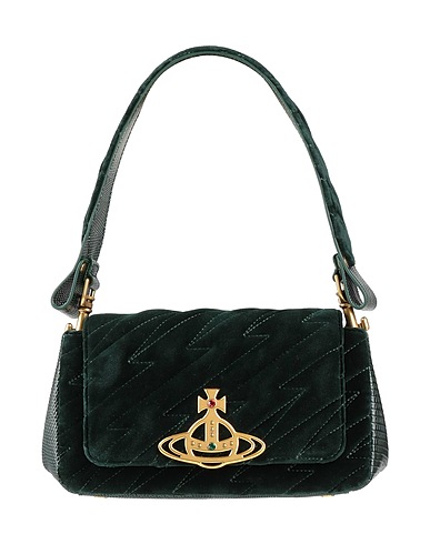 VIVIENNE WESTWOOD Handbag Dark green Leather, Textile fibres