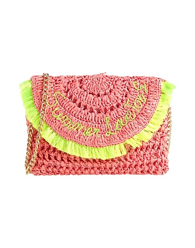 TOY G. Across-body bag Salmon pink 100% Natural raffia