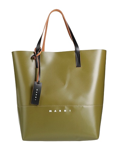 MARNI Bolso de mano Verde militar 64% Poliuretano, 36% Poliéster, Piel de bovino