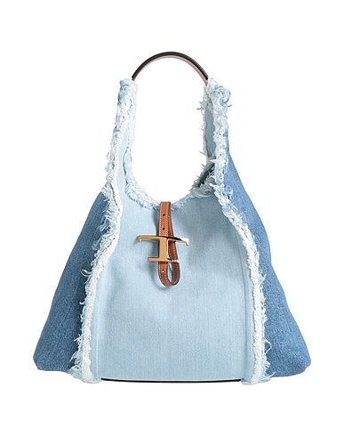 TOD'S Handbag Blue Textile fibres, Leather