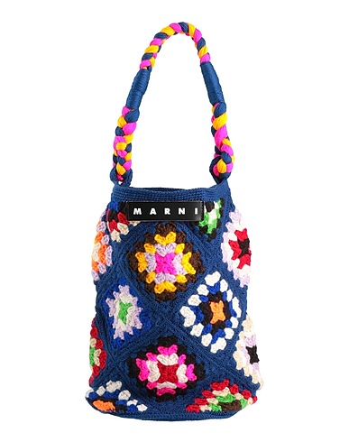 MARNI Bolso de mano Azul marino 90% Lana, 10% Algodón, Cuero