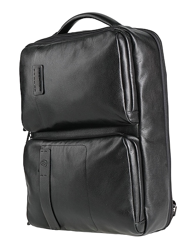 PIQUADRO Rucksacks Black Cow leather, Metal