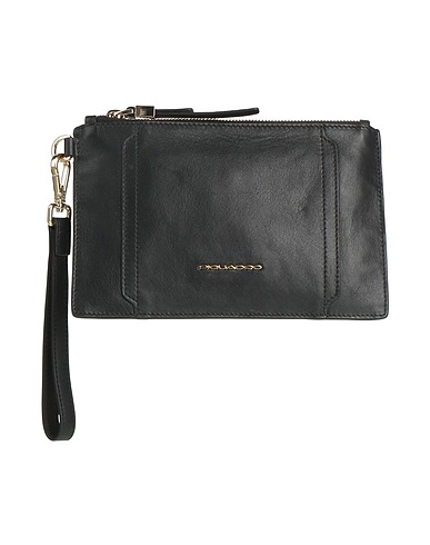 PIQUADRO Handbag Black Cow leather, Nylon, Polyester, Metal, Synthetic fibers