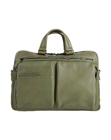 PIQUADRO Handbag Military green Cow leather, EVA (Ethylene - Vinyl - Acetate), Nylon, Synthetic fibers, Metal