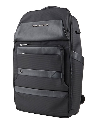 PIQUADRO Rucksacks Black Cow leather, EVA (Ethylene - Vinyl - Acetate), Nylon, Polyester, Metal