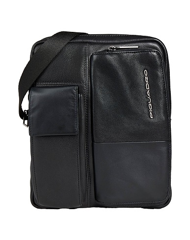 PIQUADRO Borsa a tracolla Nero Pelle di bovino, EVA (Etilene - Vinil - Acetato), Nylon, Poliestere, Metallo