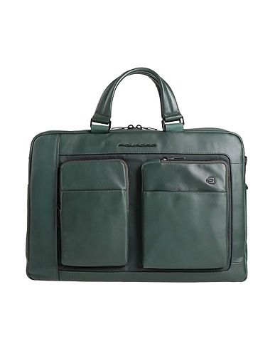 PIQUADRO Handbag Dark green Cow leather, EVA (Ethylene - Vinyl - Acetate), Nylon, Polyester, Metal