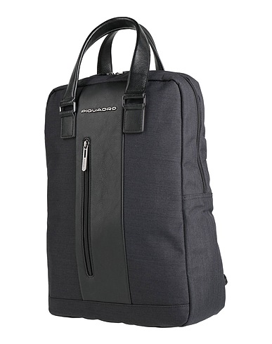 PIQUADRO Rucksacks Black Leather, Textile fibres