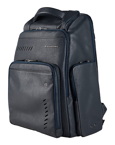 PIQUADRO Backpacks Navy Cow leather, EVA (Ethylene - Vinyl - Acetate), Nylon, Polyester, Metal