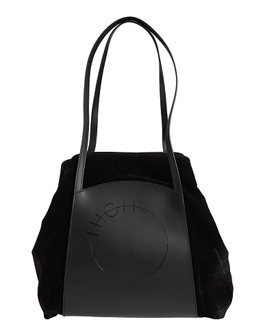 HIGH Shoulder bag Black 92% Cotton, 6% Rayon, 2% Elastane, Leather