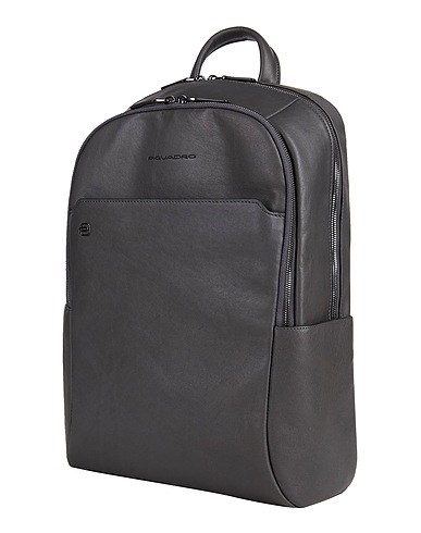 PIQUADRO Rucksacks Charcoal Leather, Textile fibres