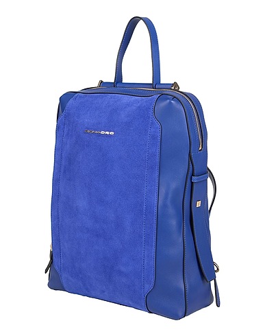 PIQUADRO Rucksacks Blue Cow leather, Metal