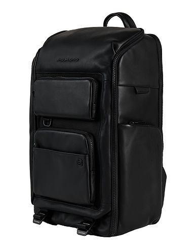 PIQUADRO Backpacks Black Cow leather, EVA (Ethylene - Vinyl - Acetate), Nylon, Polyester, Metal