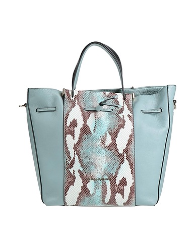 PIQUADRO Handbag Sky blue Cow leather, Metal