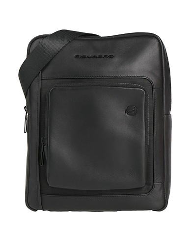 PIQUADRO Across-body bag Black Cow leather, EVA (Ethylene - Vinyl - Acetate), Nylon, Polyester, Metallic fiber