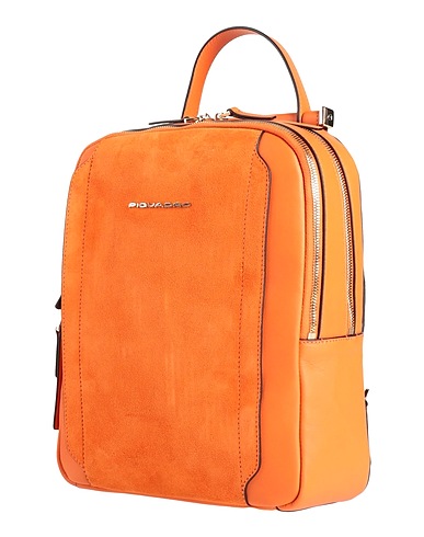 PIQUADRO Zaini Arancione Pelle di bovino, EVA (Etilene - Vinil - Acetato), Nylon, Poliestere, Metallo