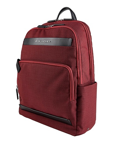 PIQUADRO Rucksacks Brick red Cow leather, EVA (Ethylene - Vinyl - Acetate), Nylon, Polyester, Metal