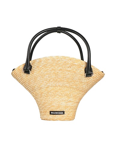 BALENCIAGA Handbag Beige Straw, Leather