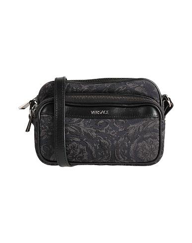 VERSACE Across-body bag Charcoal 54% Polyamide, 39% Cotton, 7% Polyester, Calfskin