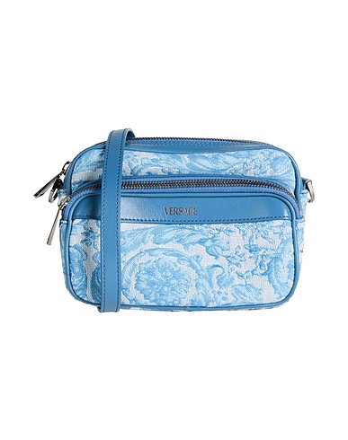 VERSACE Across-body bag Light blue 54% Polyamide, 39% Cotton, 7% Polyester, Calfskin