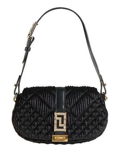 VERSACE Borsa a mano Nero 90% Poliestere, 10% Elastan, Pelle di agnello