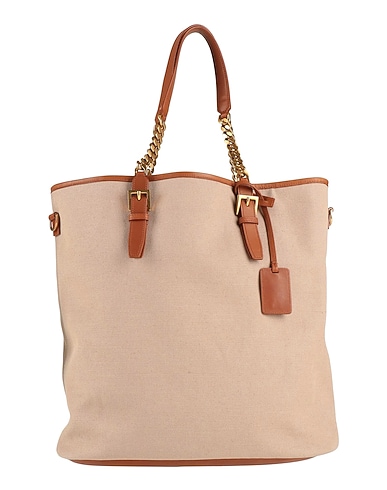 SAINT LAURENT Handbag Beige Leather, Textile fibers