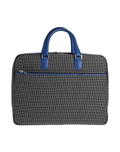 VALEXTRA Handbag Blue Leather, Textile fibers