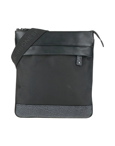 BORBONESE Across-body bag Black Textile fibres, Leather