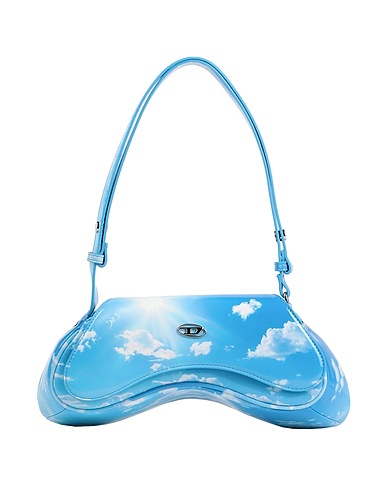 DIESEL Shoulder bag Light blue 100% Polyurethane, Zinc alloy, Brass, Iron