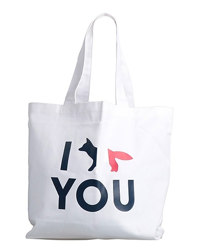 MAISON KITSUNÉ Schultertasche Weiß Gewebefasern