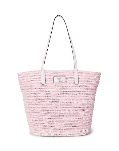 LAUREN RALPH LAUREN Handtasche MÉLANGE WOVEN STRAW LARGE BRIE TOTE BAG
 Hellrosa 100% Stroh, Rindsleder