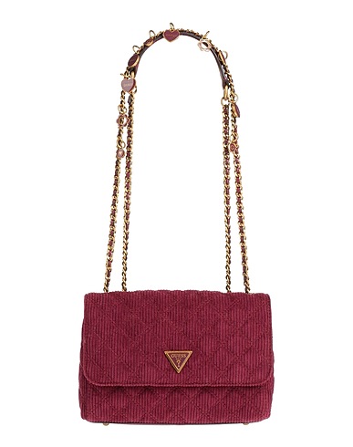 GUESS Shoulder bag Burgundy 70% Cotton, 30% Textile fibres