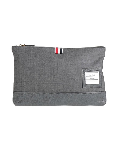 THOM BROWNE Handbag Grey Leather, Textile fibers
