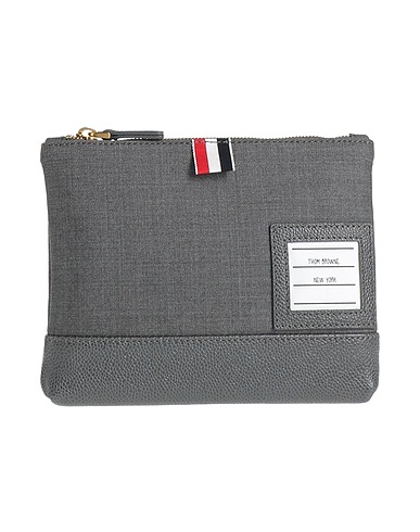 THOM BROWNE Handbag Grey Leather, Textile fibers
