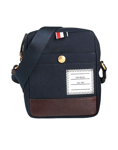 THOM BROWNE Across-body bag Midnight blue 100% Cotton, Calfskin