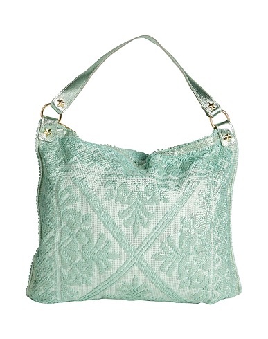 M★BRC Bolso de mano VERDE CHIARO 80% Algodón, 20% Cuero