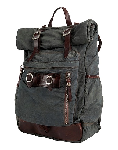 CAMPOMAGGI Rucksacks Grey Textile fibres, Cow leather