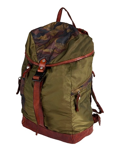 CAMPOMAGGI Backpacks Military green 100% Polyamide, Cowhide