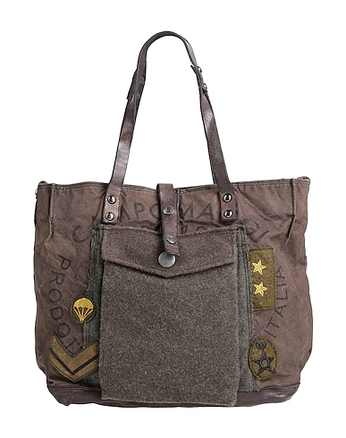 CAMPOMAGGI Handbag Military green 100% Cotton, Cow leather