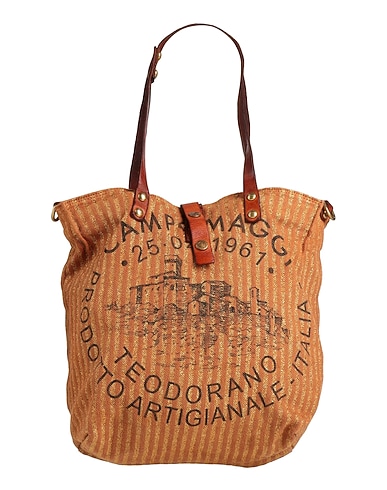 CAMPOMAGGI Handtasche Kamel 100% Baumwolle, Rindsleder