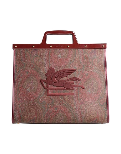 ETRO Handbag Burgundy 76% Cotton, 24% Polyester, Calfskin, Polyurethane coated